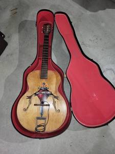 Acoustic Guitar - Faith Hope Love Flame Artwork in Red Case