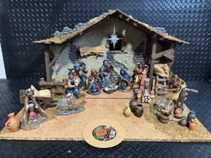 lot 77 image: Nativity Scene Display with Stable & Village Accessories - 28 Inch Base