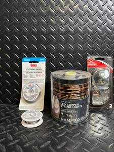 lot 157 image: Hampton Bay LED Copper String Lights 39 ft - Oatey Solder Rosin Core - Blind Spot Mirrors 2-Pack