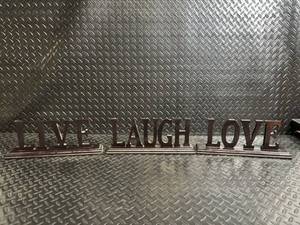 lot 171 image: Live Laugh Love Metal Sign on Base - Rustic Tabletop Decor