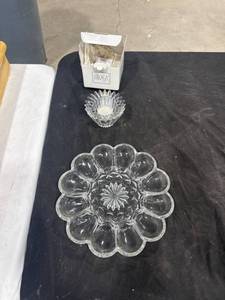 lot 2671 image: Glass Egg Plate & Votive