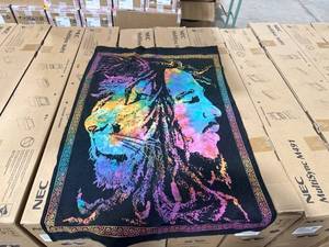 lot 2685 image: Tie-Dye Lion & Face Tapestry