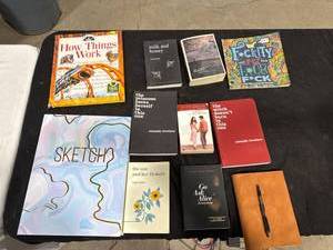 lot 2703 image: Assorted Books & Sketchpad Lot