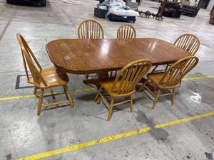 lot 2729 image: Wooden Dining Table Set