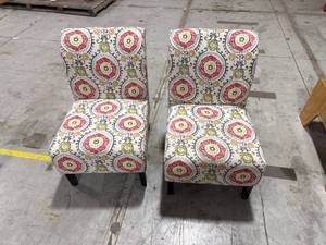lot 2731 image: Pair Upholstered Slipper Chairs