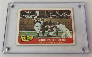 lot 11 image: Mickey Mantle 1965 Topps #134 World Series Clutch HR Vintage Baseball Card
