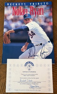 Nolan Ryan Autographed Beckett Magazine with COA from Ryan Foundation