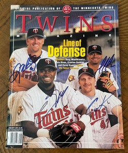 lot 25A image: Doug Mientkiewicz, Luis Rivas, Christian Gizman, Corey Koskie Signed Minnesota Twins Baseball Magazine