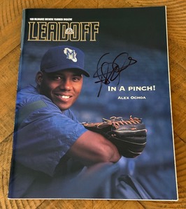 lot 39A image: Alex Ochoa Signed Milwaukee Brewers Yearbook Magazine