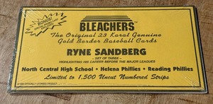 lot 91 image: Ryne Sandberg 23kt Gold Limited Edition 1,500 Set up Three Bleachers Baseball Cards