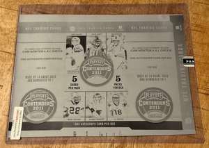 lot 92 image: 1 of 1 Playoff Contenders 2011 Authentic Packaging Printing Black Plate