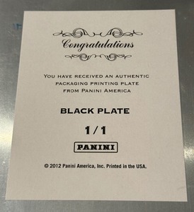 lot 93 image: 1 of 1  2011 Panini Limited Authentic Packaging Printing Black Plate