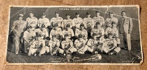 lot 102 image: 1947 Tacoma Tigers Vintage Baseball Original Photo - Poor Condition