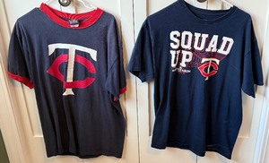 lot 135 image: (2) Minnesota Twins Baseball T-Shirts Size Large