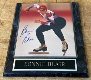 lot 120A image: Bonnie Blair Signed Photo in Plaque Olympic Champion Speed Skater