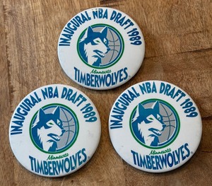 lot 124A image: (3) Minnesota Timberwolves 1989 Inaugural Draft Buttons