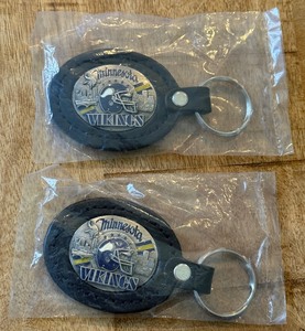 lot 123A image: (2) New Minnesota Vikings Football NFL Keychains
