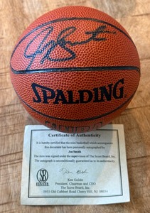 lot 122A image: Joe Smith Signed Spalding NBA Mini Basketball w COA
