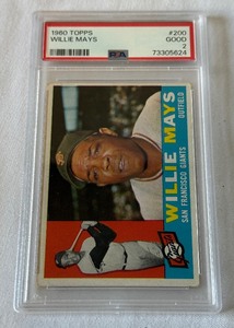 lot 9B image: Willie Mays 1960 Topps #100 PSA 2 GD Vintage Baseball Card