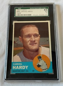 lot 141A image: 1963 Topps #468 High Number Carroll Hardy SGC 7  84 NM Vintage Baseball Card