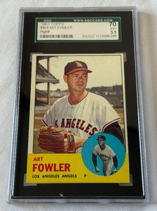 lot 143A image: 1963 Topps #454 High Number Art Fowler SGC 5.5  70 EX Vintage Baseball Card