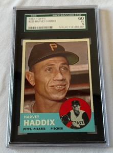 lot 144A image: 1963 Topps #239 Harvey Haddix SGC 5  60 EX Vintage Baseball Card