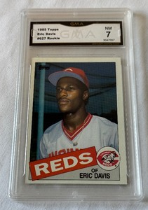 lot 146A image: Eric Davis RC Graded 7 NM 1985 Topps #627 Rookie Baseball Card