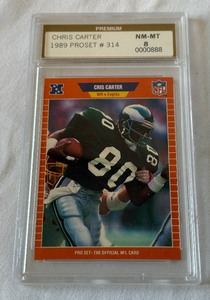 lot 148A image: Cris Carter RC Graded 8 NM-MT 1989 Pro Set #314 Rookie Football Card