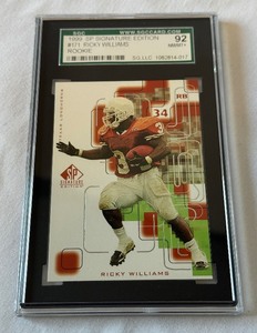 lot 151A image: Ricky Williams RC SGC 92 NMMT 1999 SP Signature Edition #171 Rookie Football Card