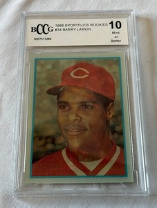 lot 152A image: Barry Larkin RC Graded 10 Mint 1986 Sportflics #34 Rookie Baseball Card