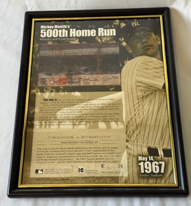 lot 161A image: Mickey Mantle 500th Home Run Kodak Morion Card Framed