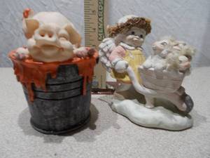 Vintage Dreamsicles Threes a Crowd and Pig in Bucket Figurines