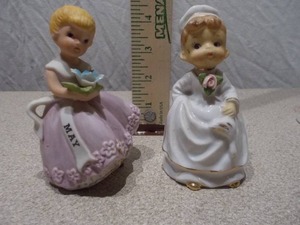 Vintage Porcelain Figurine Set May Birthday Girl & Nurse