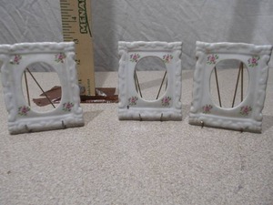 Set of 3 Miniature Floral Porcelain Picture Frames