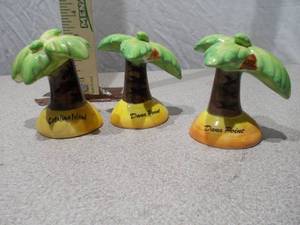 Set of 3 Miniature Ceramic Palm Tree Figurines