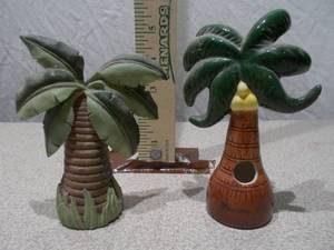 Set of 2 Vintage Ceramic Palm Tree Figurines