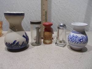 Assorted Vintage Salt & Pepper Shakers and Miniature Vases