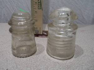 Set of 2 Vintage Glass Electrical Insulators - Pyrex and Hemingray
