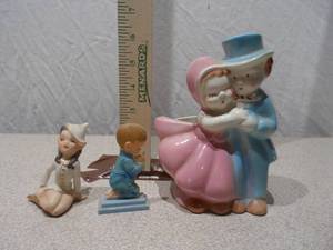 Vintage Ceramic Figurine Lot - Praying Child and Dancing Couple Planter