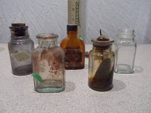 Collection of 5 Vintage Glass Apothecary and Medicine Bottles