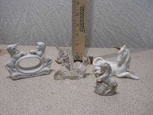 Set of 3 Miniature Unicorn Figurines - Ceramic and Glass