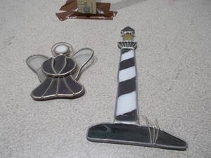 Set of 2 Stained Glass Decor - Lighthouse and Angel