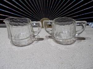 Set of 2 Vintage Etched Glass Cream and Sugar Vessels