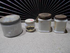 Vintage Milk Glass Jar Collection - Including Woodbury and Square Canisters
