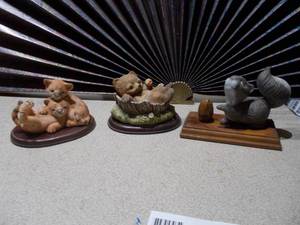 Set of 3 Animal Figurines - Squirrel and Bear Cubs