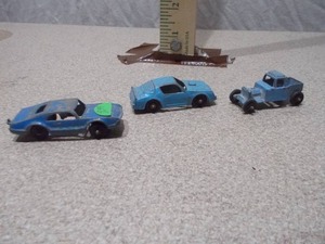 Lot of 3 Vintage Blue TootsieToy Die-Cast Cars