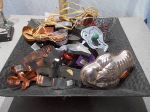 Large Collection of Vintage and Modern Cookie Cutters with Storage Tray