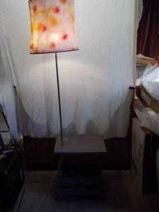 Modern Floor Lamp with Integrated Wood Table Base