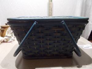 Woven Craft Basket Filled with Sewing & Craft Supplies