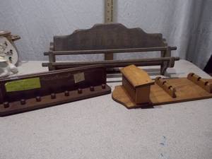 Wooden Wall Decor Lot - Thimble Display, Spoon Rack & Towel Bars
